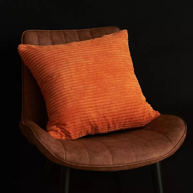 Varm Orange Stribet Velour - The Cosy Dot