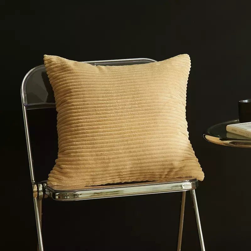 Beige Stribet Velour - The Cosy Dot