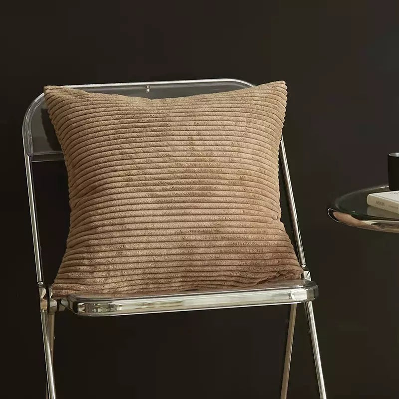 Lys Brun Stribet Velour - The Cosy Dot