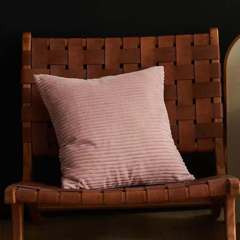 Støvet Lys Rosa Stribet Velour - The Cosy Dot
